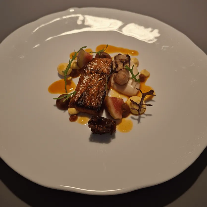 Braised pork cheek with garnish